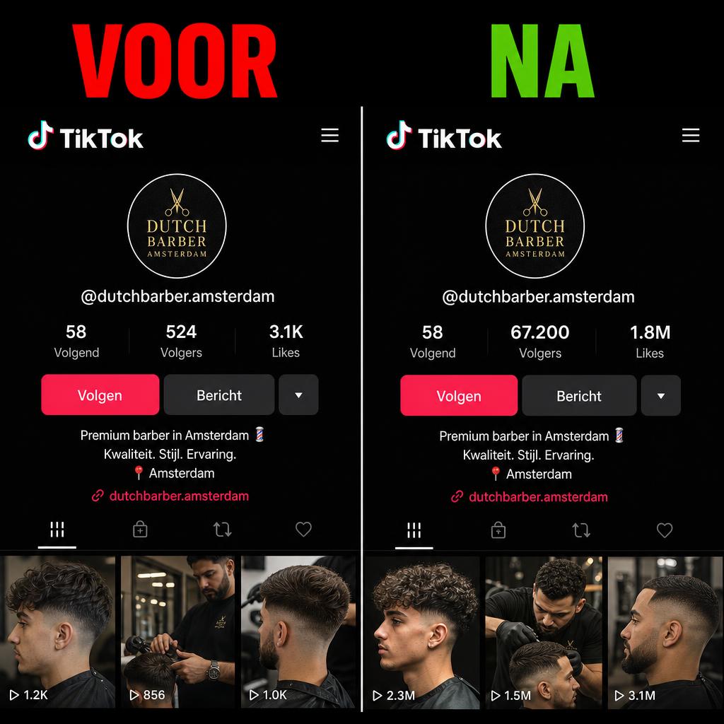 Voor en na barber Amsterdam: van 524 naar 67.200 volgers